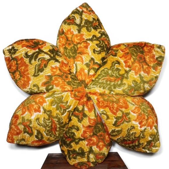 Mid Century Flower Pillow VTG 60s Retro Cushion Huge Floor Pillow RARE - Picture 13 of 13